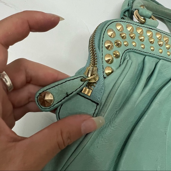 Betsey Johnson Turquoise Leather Handbag with Studs - Picture 3 of 10
